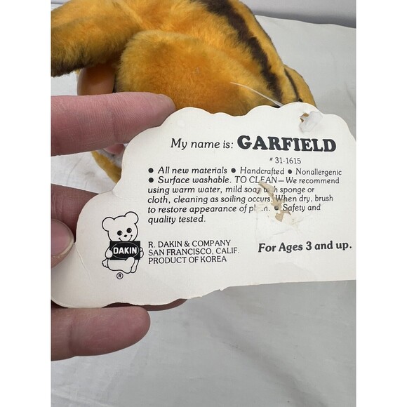 Vtg 1981 Dakin Garfield Fat Cat Plush Stuffed Animal 80s Toy Collectable 9” Tags - Picture 7 of 8